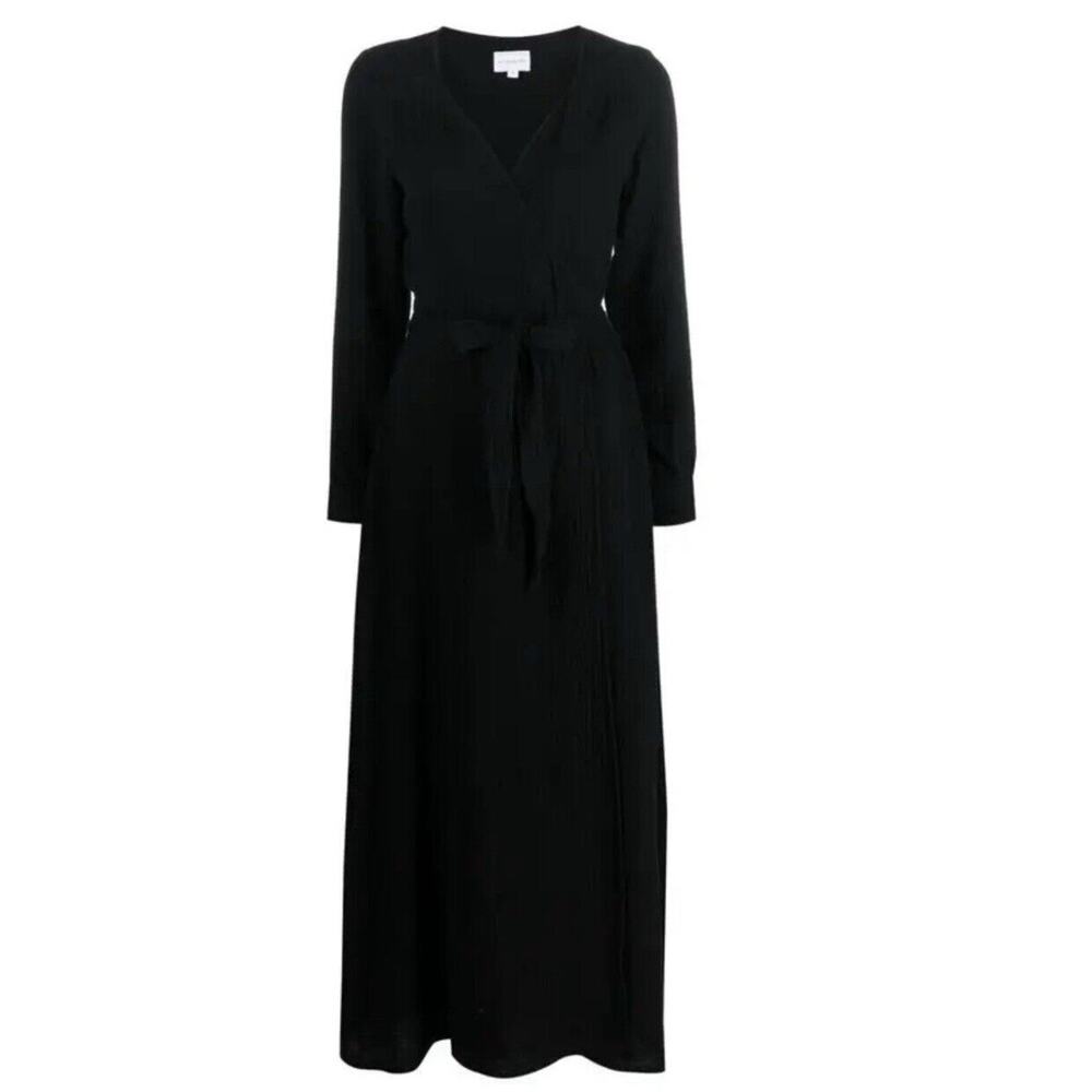 NWT Honorine Johanna Maxi Wrap Dress Size XS Black Cotton Gauze Long Sleeve READ